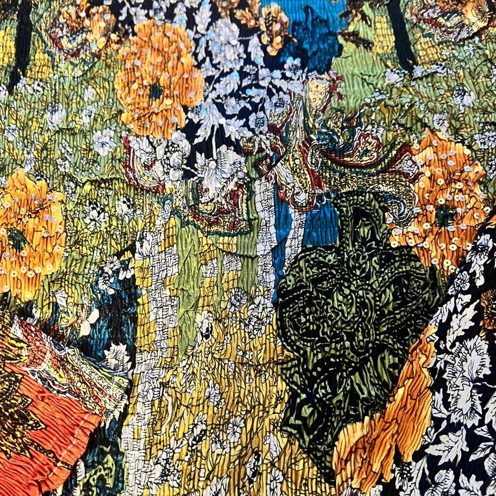 Alberto Makali Art To Wear Embellished Abstract Floral Scrunch Shirt M - Picture 6 of 6